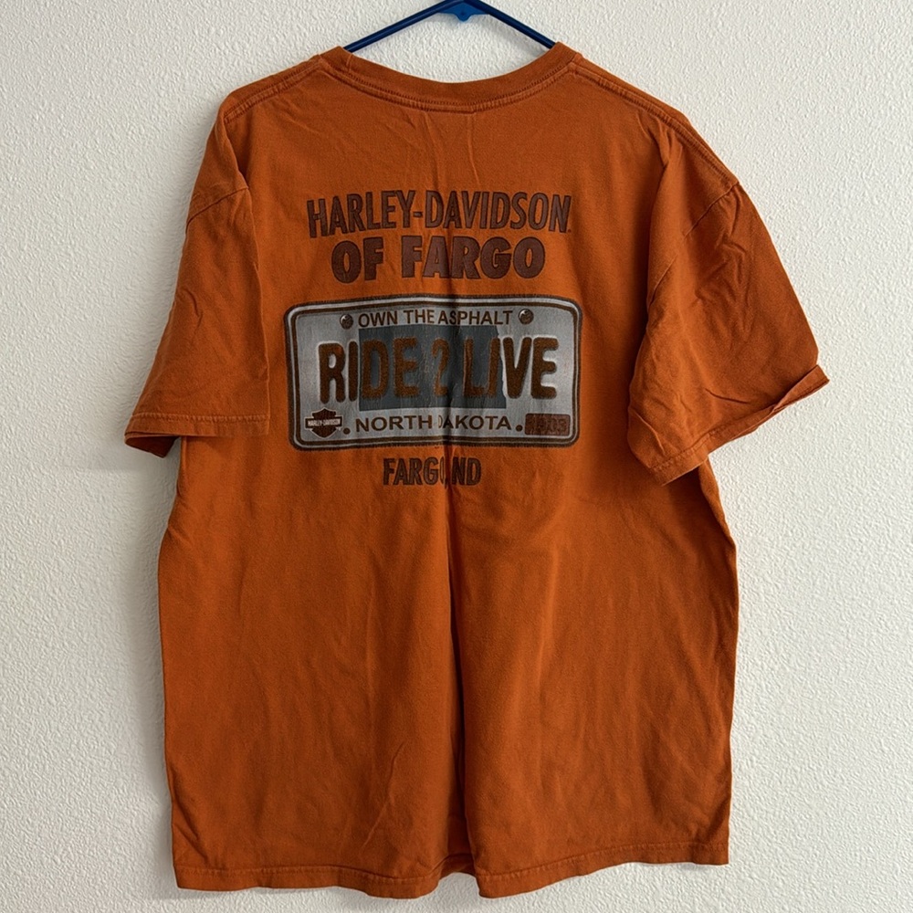 Harley-Davidson Orange Men’s Shirt with Lady Motorcycle - Picture 4 of 5